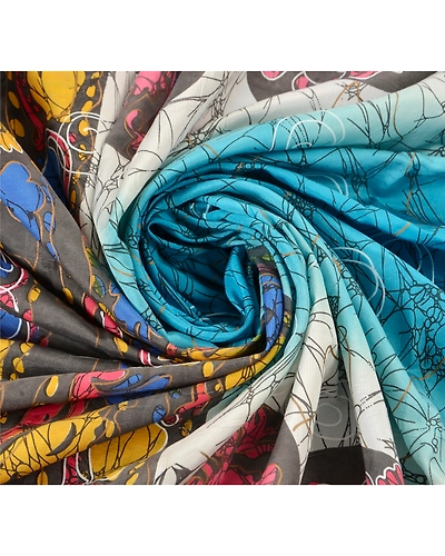 Sanskriti Vintage Blue Batik Sarees Art Silk Printed Indian Sari Craft Fabric, PR-41453-Blue-Printed Floral Design-Art Silk-5