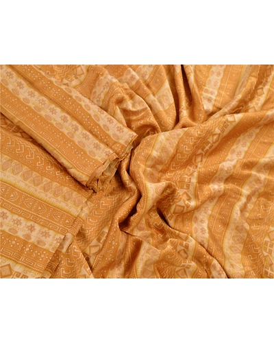 Sanskriti Vintage Brown 100% Pure Silk Sarees Printed Sari Craft Floral Fabric, PR-41506-Brown-Printed Work-100% Pure Silk-3
