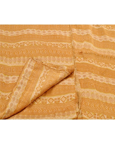 Sanskriti Vintage Brown 100% Pure Silk Sarees Printed Sari Craft Floral Fabric, PR-41506-Brown-Printed Work-100% Pure Silk-4