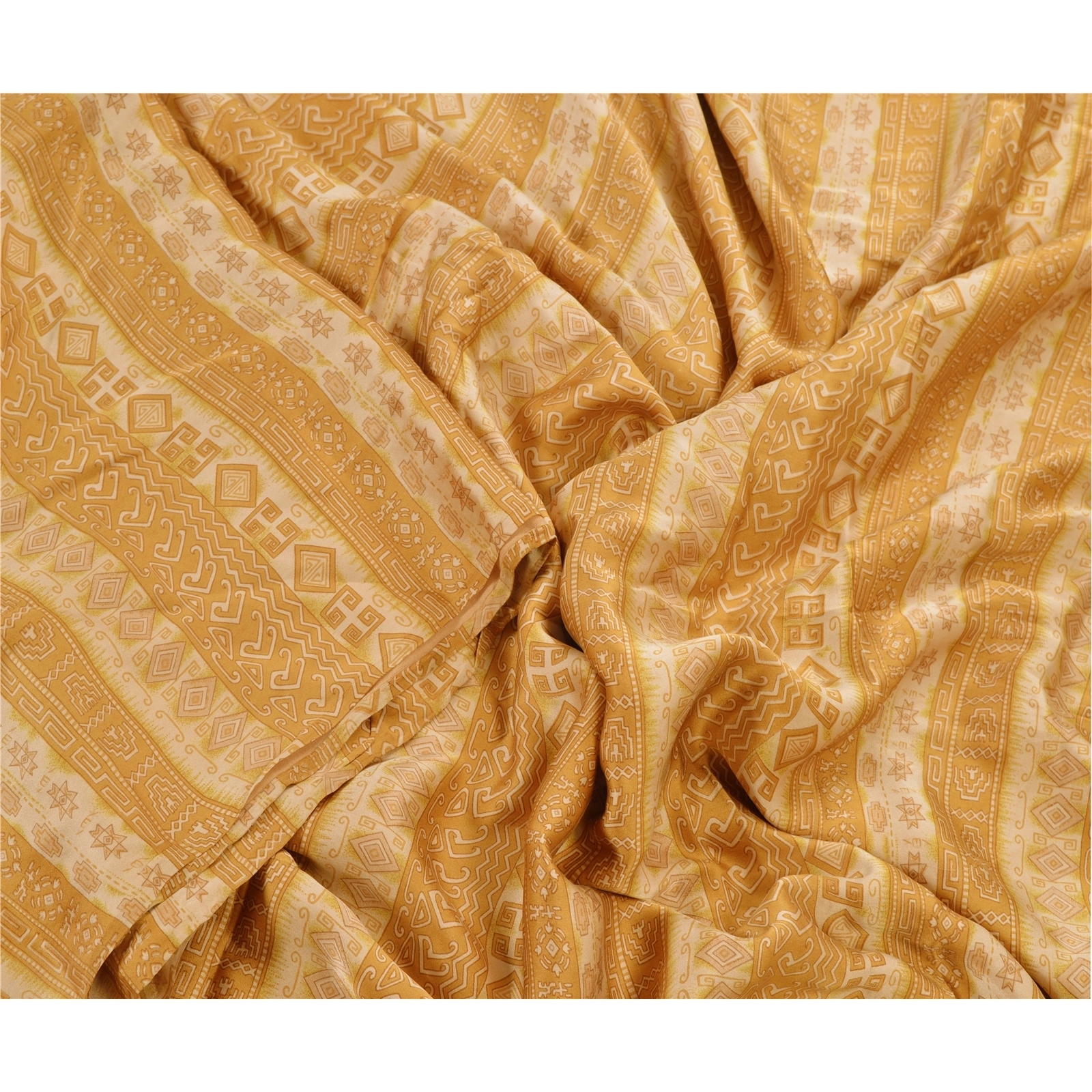 Sanskriti Vintage Brown 100% Pure Silk Sarees Printed Sari Craft Floral Fabric, PR-41506-Brown-Printed Work-100% Pure Silk-6