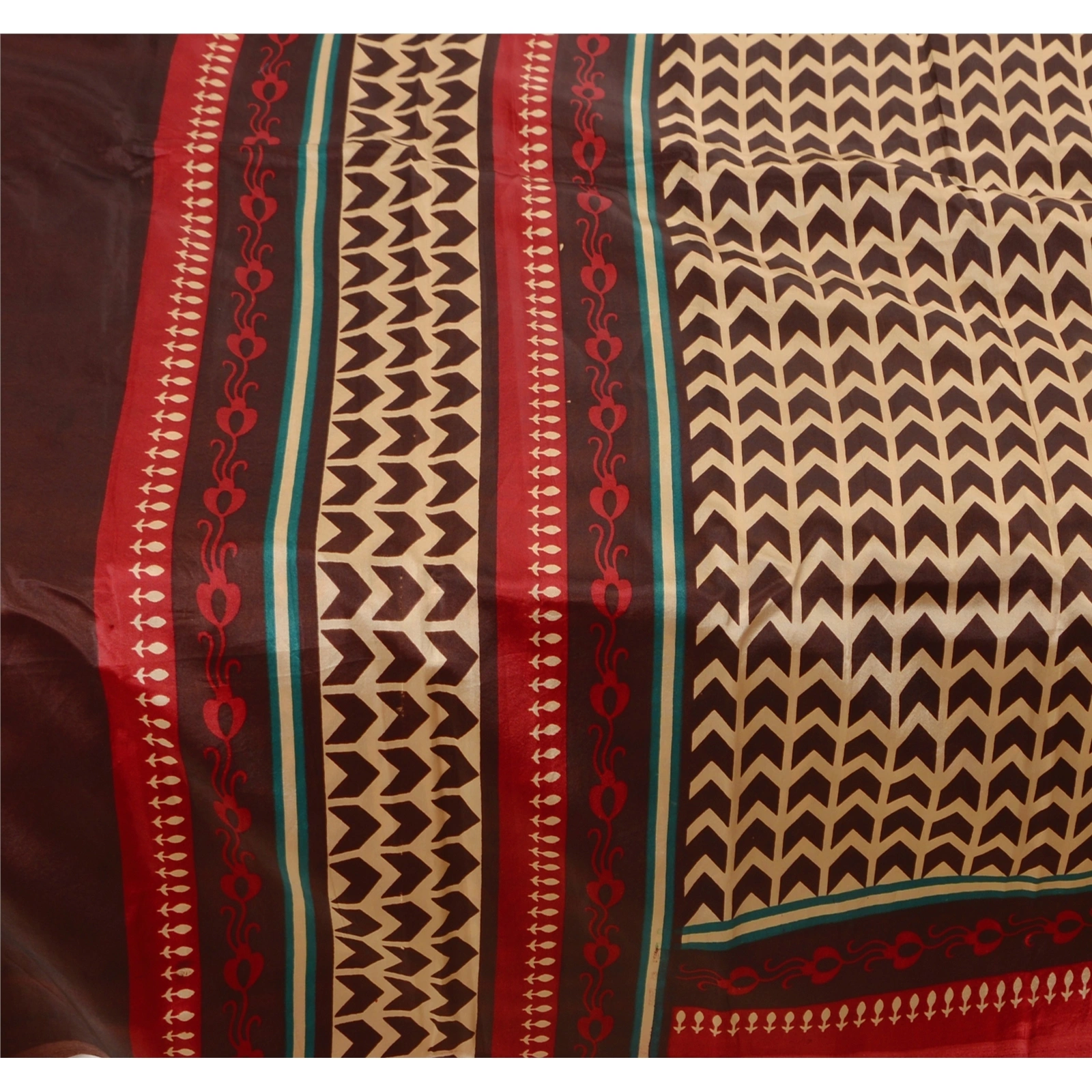 Sanskriti Vintage Brown Sarees Art Silk Printed Craft Fabric Indian Sari, PR-41552-Brown-Printed Work-Art Silk-2