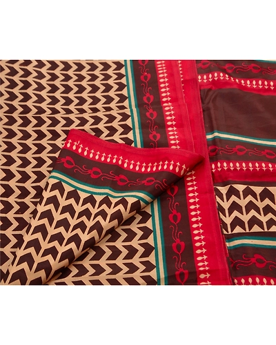 Sanskriti Vintage Brown Sarees Art Silk Printed Craft Fabric Indian Sari, PR-41552-Brown-Printed Work-Art Silk-4