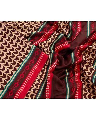 Sanskriti Vintage Brown Sarees Art Silk Printed Craft Fabric Indian Sari, PR-41552-Brown-Printed Work-Art Silk-6