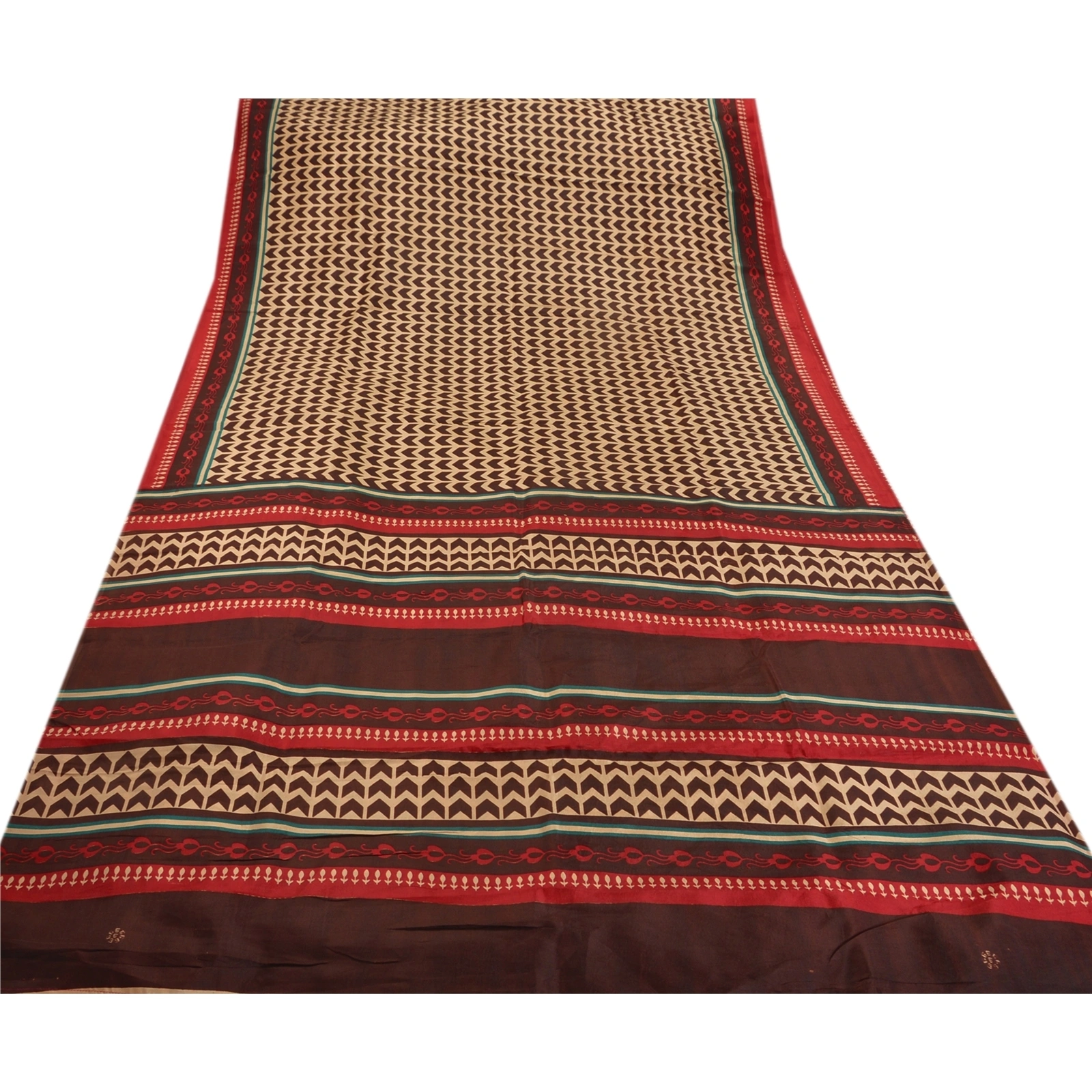 Sanskriti Vintage Brown Sarees Art Silk Printed Craft Fabric Indian Sari, PR-41552-Brown-Printed Work-Art Silk-7