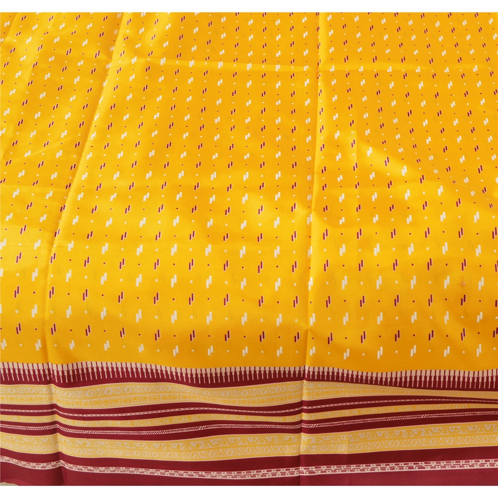 Sanskriti Antique Vintage Yellow Sarees Art Silk Printed Indian Sari 5 Yd Fabric, PR-41898-Yellow-Art Silk-2