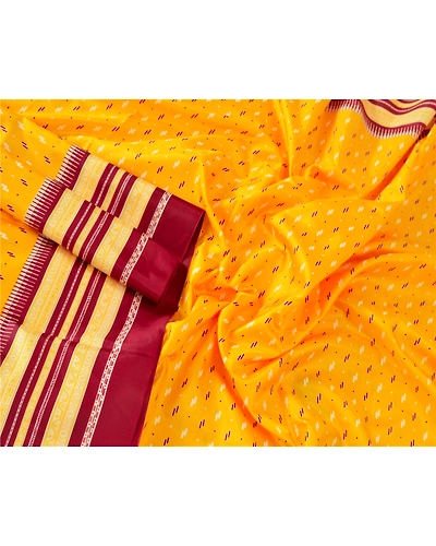 Sanskriti Antique Vintage Yellow Sarees Art Silk Printed Indian Sari 5 Yd Fabric, PR-41898-Yellow-Art Silk-3