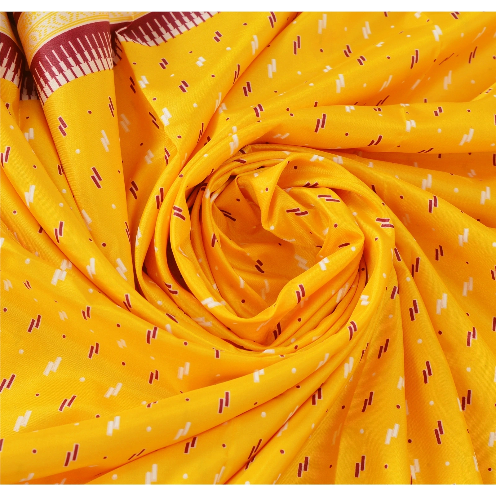 Sanskriti Antique Vintage Yellow Sarees Art Silk Printed Indian Sari 5 Yd Fabric, PR-41898-Yellow-Art Silk-5