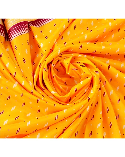 Sanskriti Antique Vintage Yellow Sarees Art Silk Printed Indian Sari 5 Yd Fabric, PR-41898-Yellow-Art Silk-5
