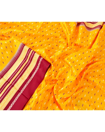 Sanskriti Antique Vintage Yellow Sarees Art Silk Printed Indian Sari 5 Yd Fabric, PR-41898-Yellow-Art Silk-6