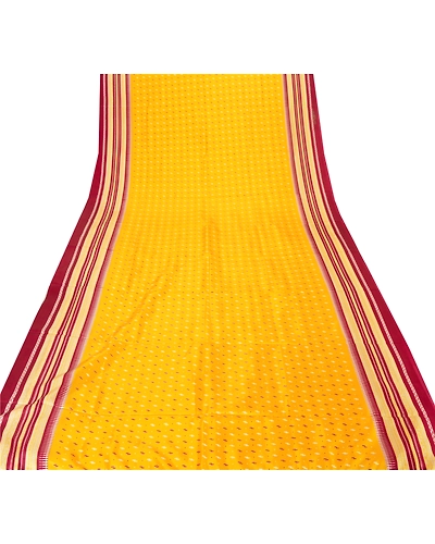 Sanskriti Antique Vintage Yellow Sarees Art Silk Printed Indian Sari 5 Yd Fabric, PR-41898-Yellow-Art Silk-7