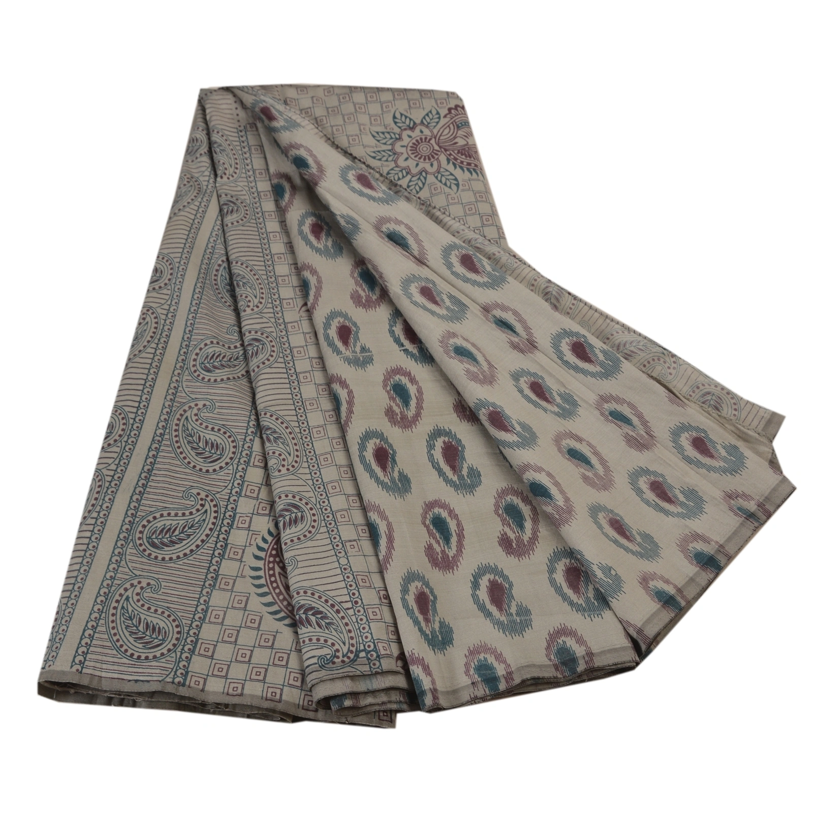 Sanskriti Vintage Grey Sarees Art Silk Printed Craft Decor Fabric Indian Sari, PR-42110-Grey-Art Silk-1