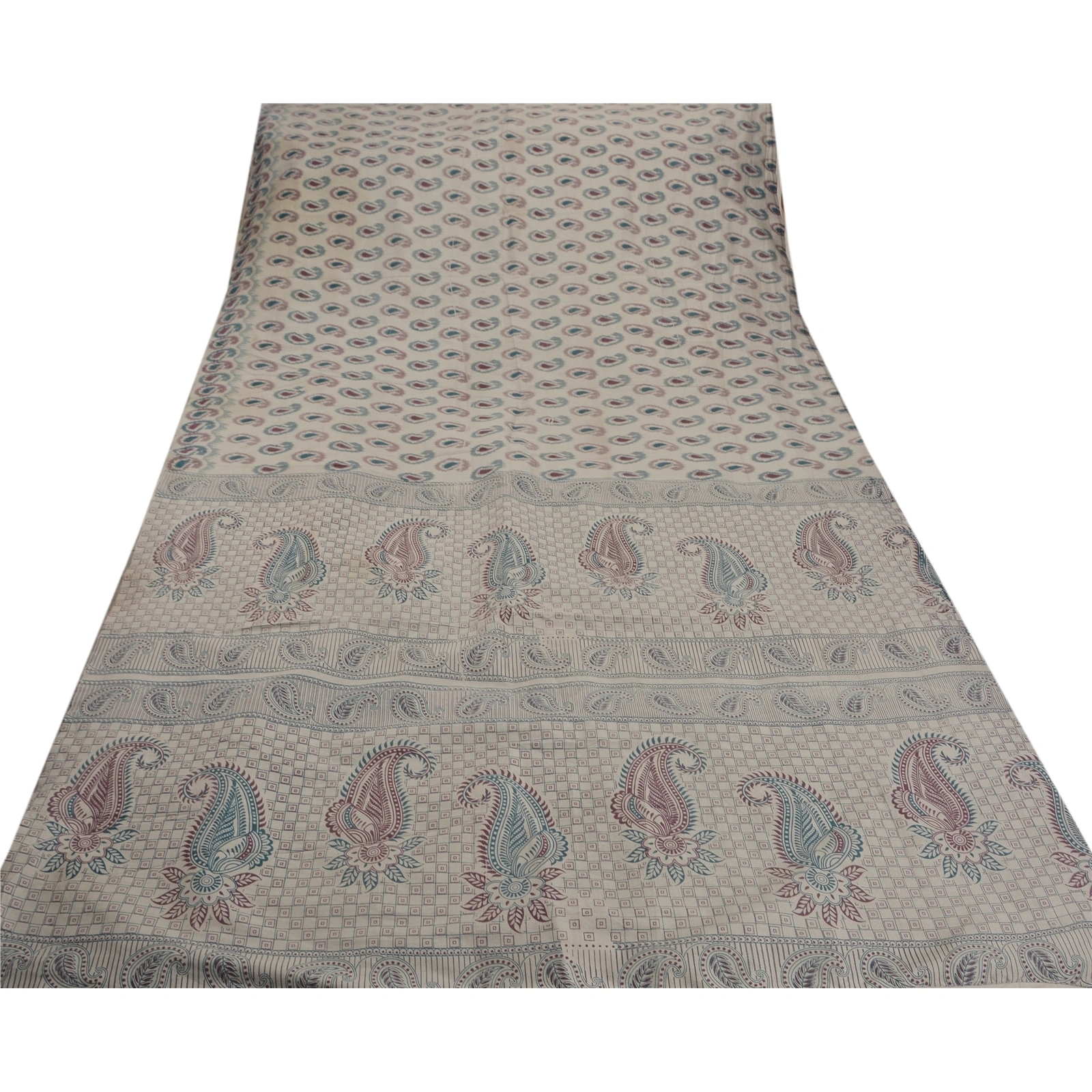 Sanskriti Vintage Grey Sarees Art Silk Printed Craft Decor Fabric Indian Sari, PR-42110-Grey-Art Silk-7