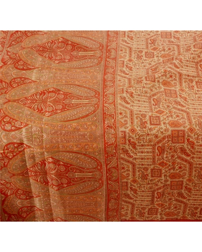 Sanskriti Vintage Cream Sarees Art Silk Printed Floral Sewing Sari Craft Fabric, PR-42554-Cream-Printed Work-Art Silk-2