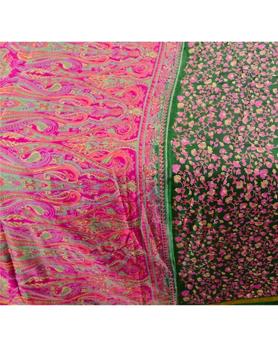 Sanskriti Vintage Green Sarees Art Silk Printed Craft Fabric Zari Border Sari, PR-42952-Green-Art Silk-2