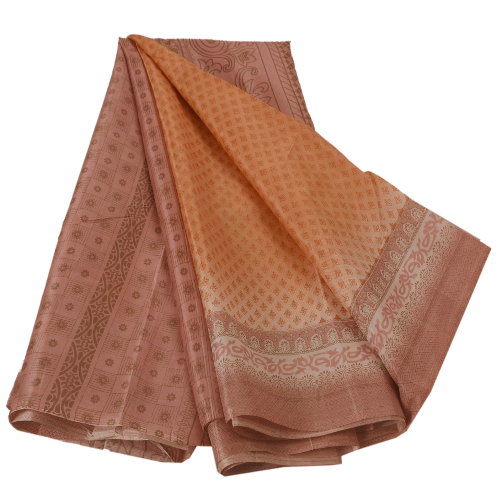 Sanskriti Vintage Pink Indian Sari Art Silk Printed Craft Fabric Cultural Sarees, PR-44205-Pink-Art Silk-1