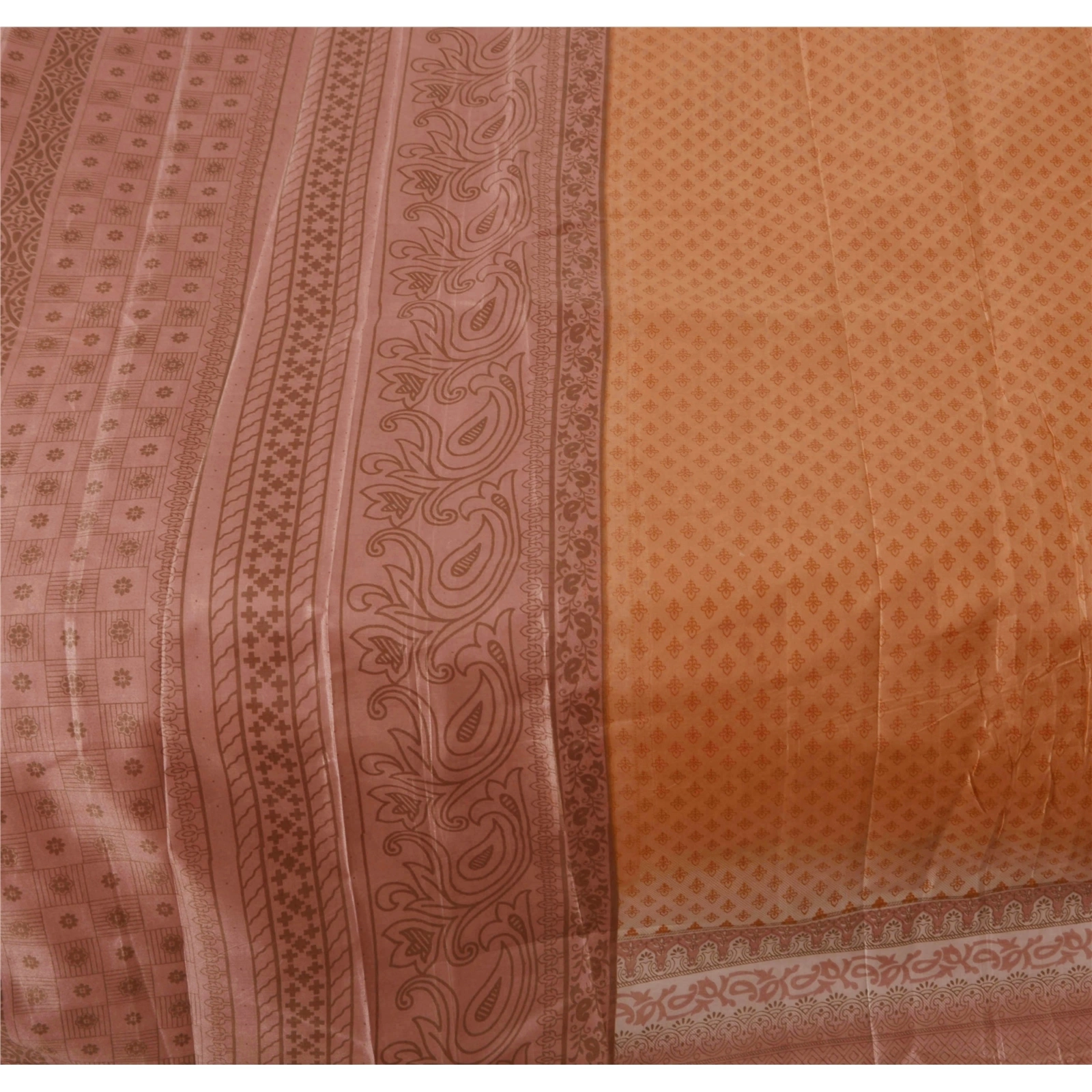 Sanskriti Vintage Pink Indian Sari Art Silk Printed Craft Fabric Cultural Sarees, PR-44205-Pink-Art Silk-2