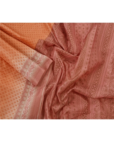 Sanskriti Vintage Pink Indian Sari Art Silk Printed Craft Fabric Cultural Sarees, PR-44205-Pink-Art Silk-3