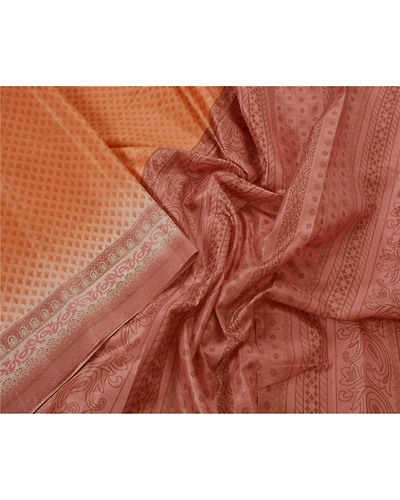 Sanskriti Vintage Pink Indian Sari Art Silk Printed Craft Fabric Cultural Sarees, PR-44205-Pink-Art Silk-4