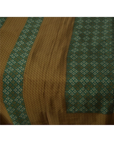 Sanskriti Vintage Green Sarees Art Silk Floral Printed Craft Fabric 5 Yard Sari, PR-44238-Green-Art Silk-2