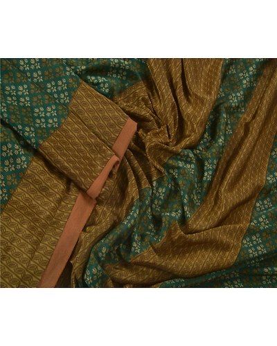 Sanskriti Vintage Green Sarees Art Silk Floral Printed Craft Fabric 5 Yard Sari, PR-44238-Green-Art Silk-3