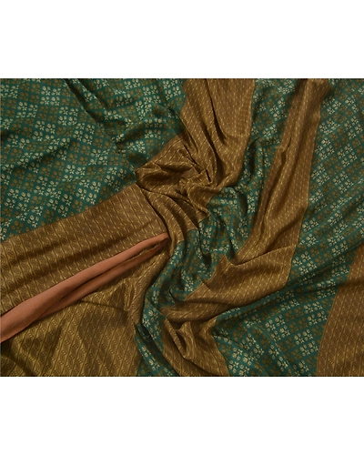 Sanskriti Vintage Green Sarees Art Silk Floral Printed Craft Fabric 5 Yard Sari, PR-44238-Green-Art Silk-4
