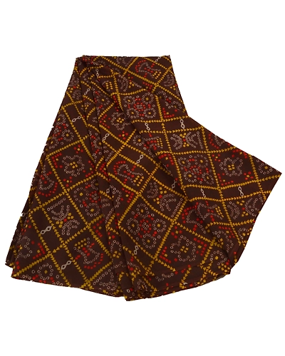 Sanskriti Vintage Brown Sarees Art Silk Floral Printed Craft Fabric 5 Yard Sari, PR-44526-Brown-Art Silk-1