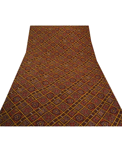 Sanskriti Vintage Brown Sarees Art Silk Floral Printed Craft Fabric 5 Yard Sari, PR-44526-Brown-Art Silk-6