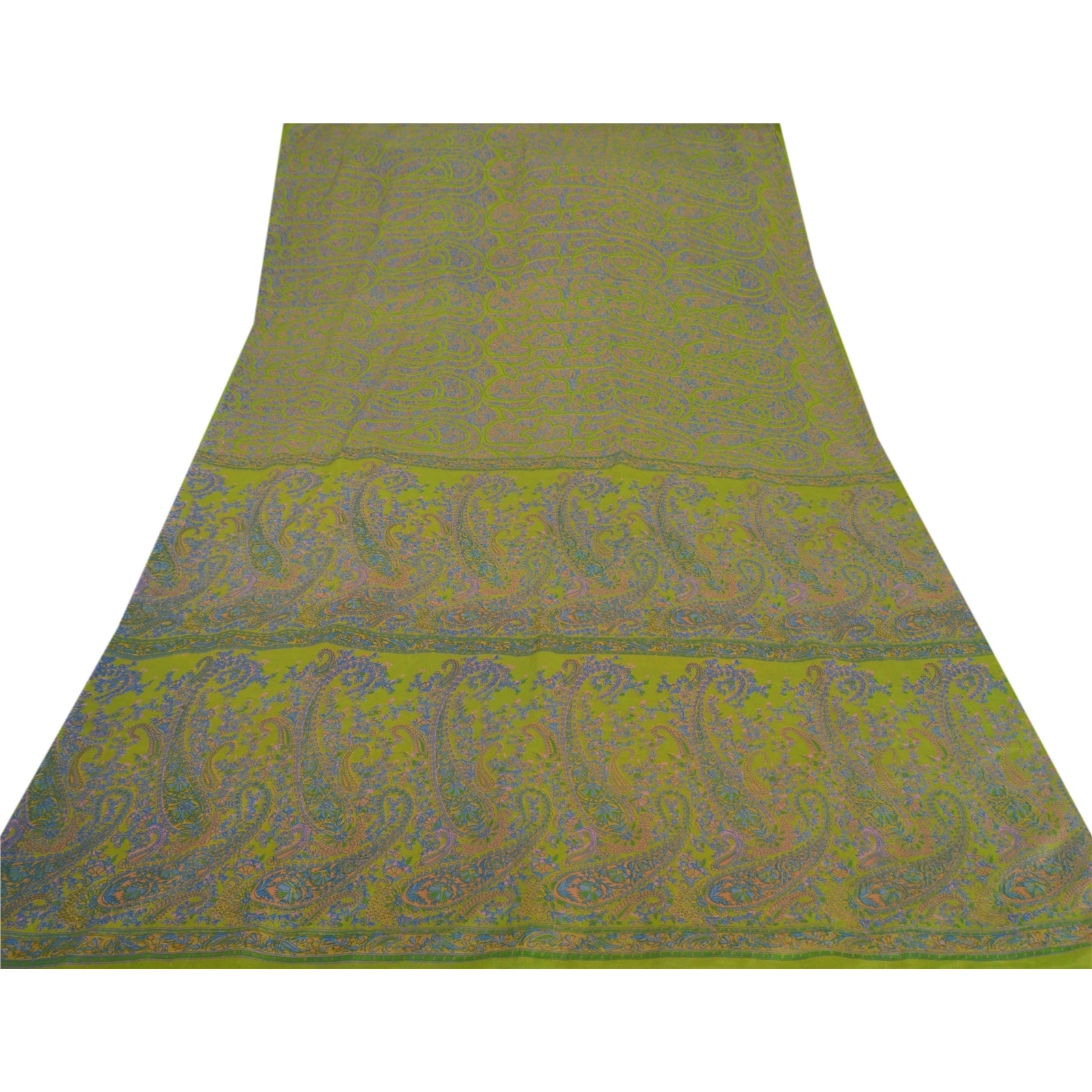 Sanskriti Vintage Green Sarees Art Silk Printed Indian Sari Craft 5 Yard Fabric, PR-45595-Green-Art Silk-6