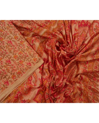 Sanskriti Vintage Peach Saree Art Silk Floral Printed Craft Fabric 5 Yard Sari, PR-45612-Peach-Art Silk-1