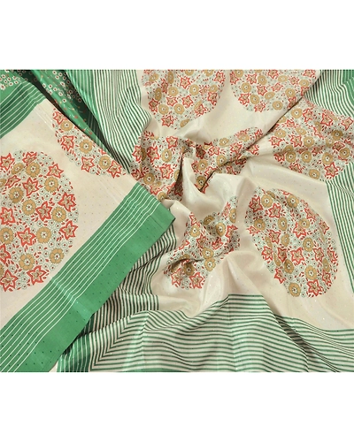 Sanskriti Vintage Green Sarees Art Silk Printed Sari Craft 5 Yard Soft Fabric, PR-46285-Green-Art Silk-3