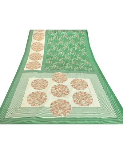 Sanskriti Vintage Green Sarees Art Silk Printed Sari Craft 5 Yard Soft Fabric, PR-46285-Green-Art Silk-6