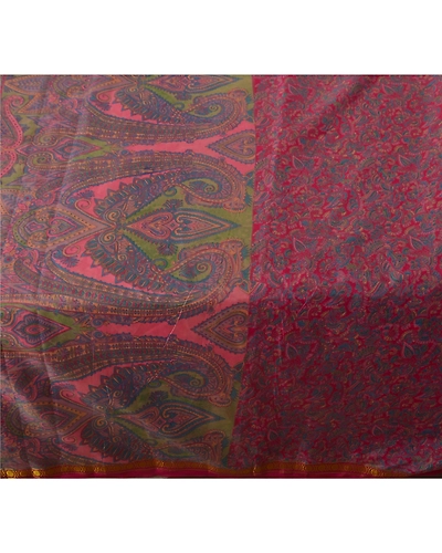 Sanskriti Vintage Pink Sarees Art Silk Printed Sari Craft Zari Border Fabric, PR-46593-Pink-Art Silk-3