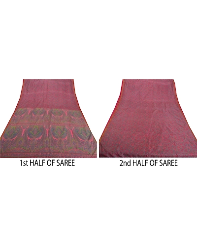 Sanskriti Vintage Pink Sarees Art Silk Printed Sari Craft Zari Border Fabric, PR-46593-Pink-Art Silk-4