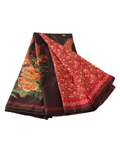 Sanskriti Vintage Red Sarees Art Silk Floral Printed Craft Fabric 5 Yard Sari, PR-46713-Red-Art Silk-5