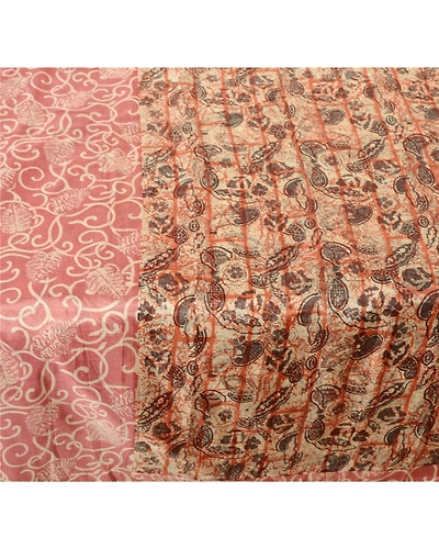 Sanskriti Vintage Cream Sarees Art Silk Floral Printed Craft Fabric 5 Yard Sari, PR-47766-Cream-Art Silk-3