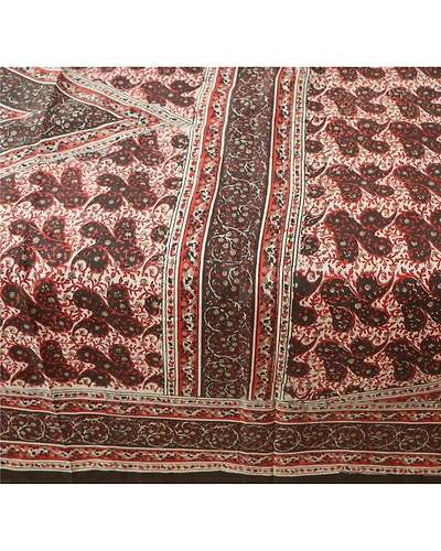 Sanskriti Vintage Cream Sarees 100% Pure Silk Printed Craft 5 Yard Fabric Sari, PR-49044-Cream-100% Pure Silk-3
