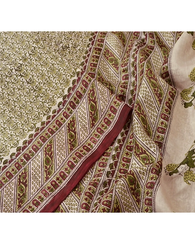 Sanskriti Vintage Cream Sarees 100% Pure Silk Printed Sari Craft Sewing Fabric, PR-50198-Cream-Pure Silk-2