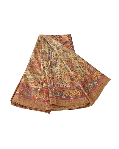 Sanskriti Vintage Indian Sarees Art Silk Printed Sari Craft Sewing Soft Fabric, PR-52319-Cream-Art ( Artificial) Silk-6