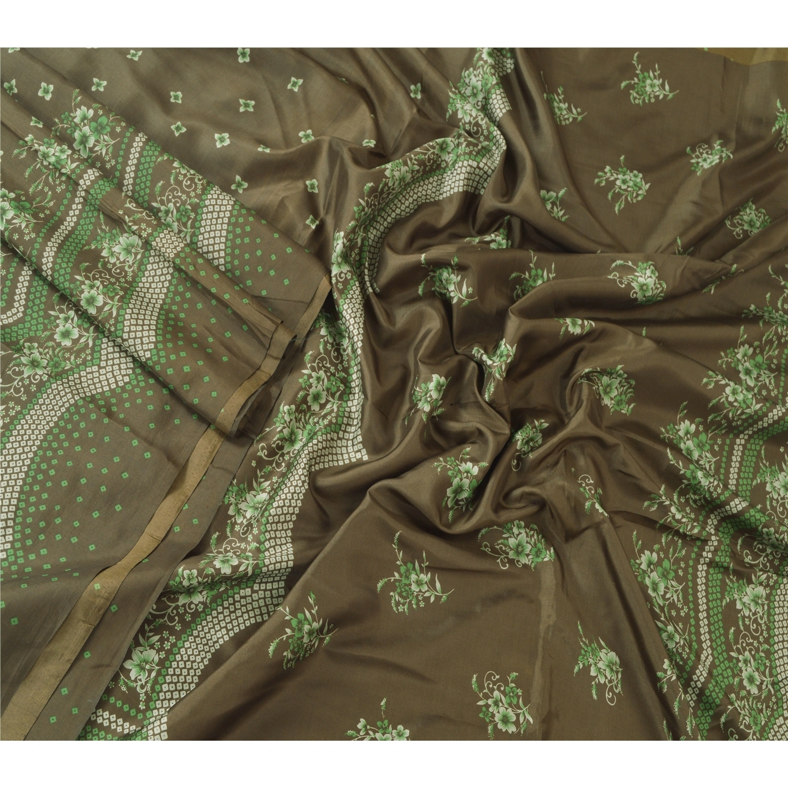 Sanskriti Vintage Dark Red Sarees Art Silk Printed Fabric Craft Sewing Soft Sari, PR-52432-Dark Green-Printed Work-Art (Artificial) Silk-1