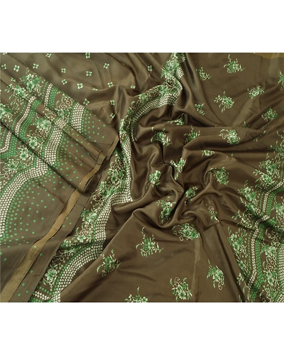 Sanskriti Vintage Dark Red Sarees Art Silk Printed Fabric Craft Sewing Soft Sari, PR-52432-Dark Green-Printed Work-Art (Artificial) Silk-1