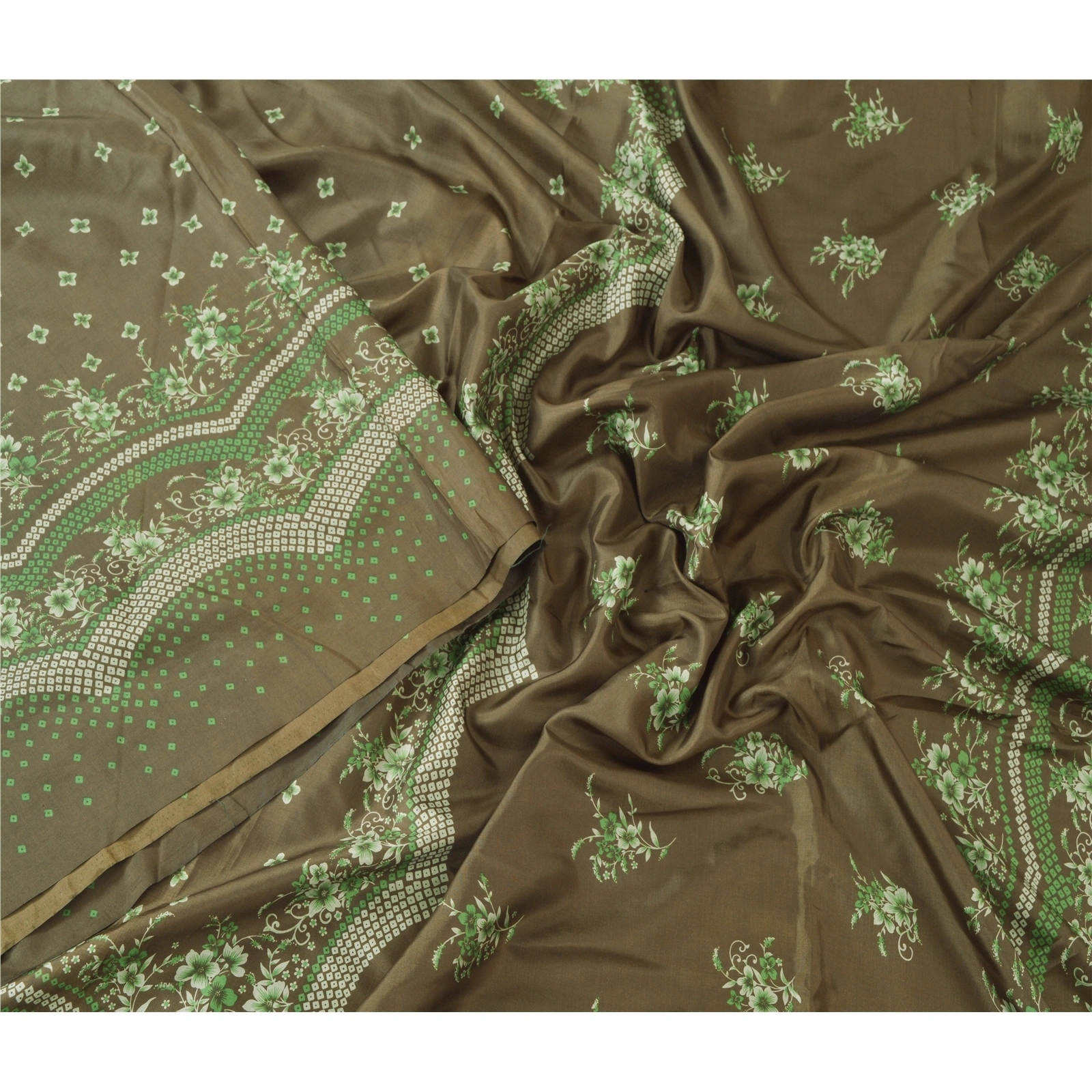 Sanskriti Vintage Dark Red Sarees Art Silk Printed Fabric Craft Sewing Soft Sari, PR-52432-Dark Green-Printed Work-Art (Artificial) Silk-2