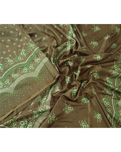 Sanskriti Vintage Dark Red Sarees Art Silk Printed Fabric Craft Sewing Soft Sari, PR-52432-Dark Green-Printed Work-Art (Artificial) Silk-2