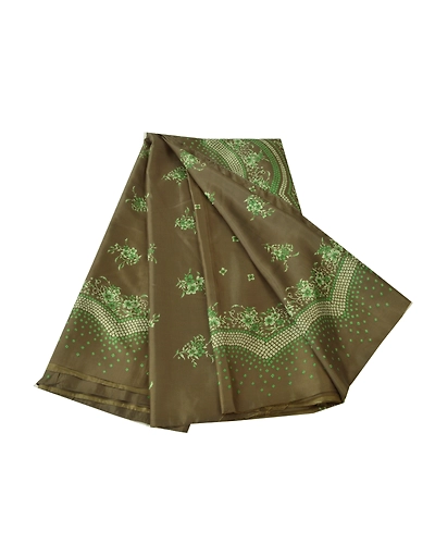 Sanskriti Vintage Dark Red Sarees Art Silk Printed Fabric Craft Sewing Soft Sari, PR-52432-Dark Green-Printed Work-Art (Artificial) Silk-6
