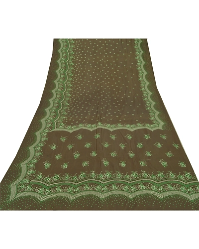 Sanskriti Vintage Dark Red Sarees Art Silk Printed Fabric Craft Sewing Soft Sari, PR-52432-Dark Green-Printed Work-Art (Artificial) Silk-7
