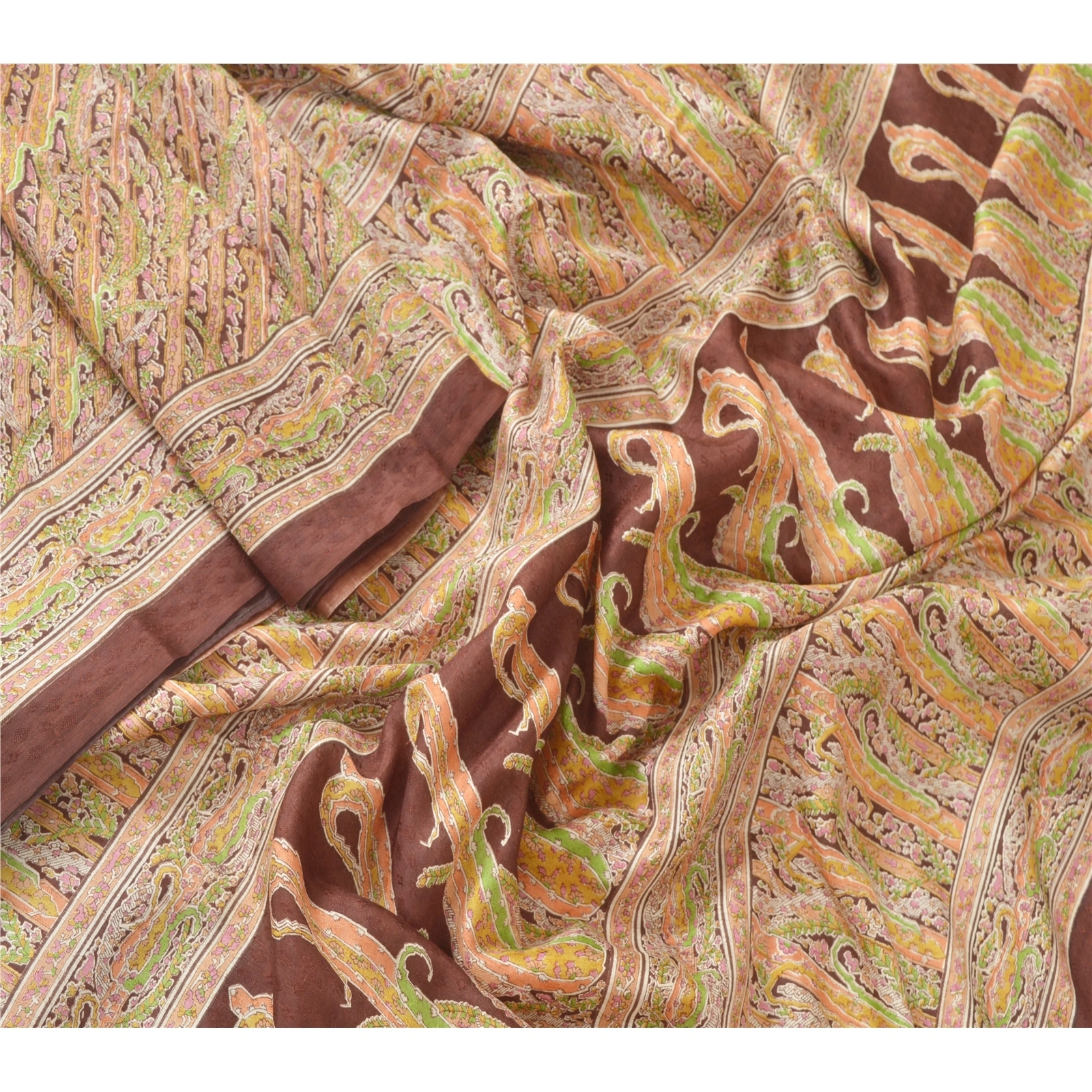 Sanskriti Vintage Brown Sarees 100% Pure Silk Fabric Craft Printed Soft Sari, PR-52594-Brown-Printed Work-100% Pure Silk-1