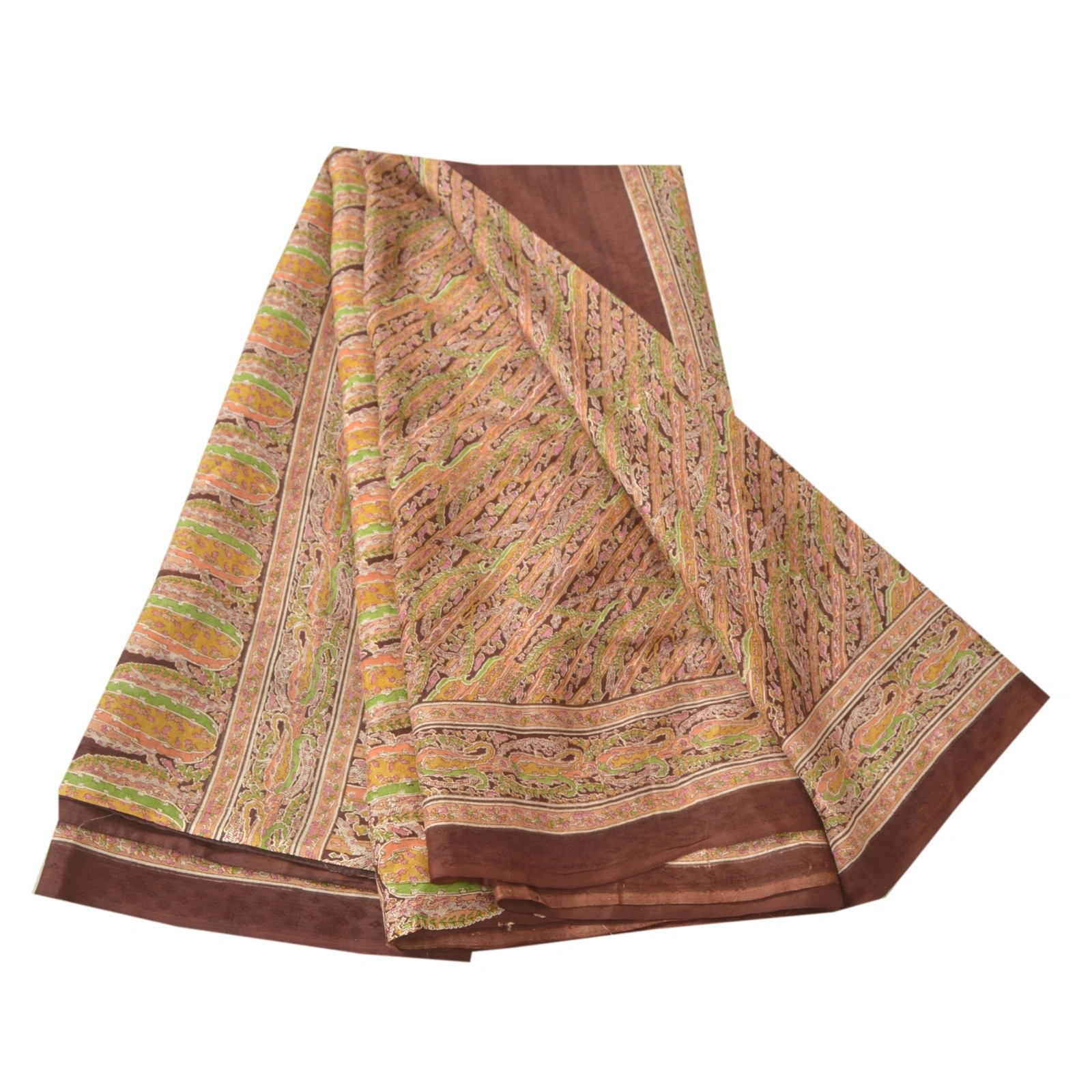 Sanskriti Vintage Brown Sarees 100% Pure Silk Fabric Craft Printed Soft Sari, PR-52594-Brown-Printed Work-100% Pure Silk-6