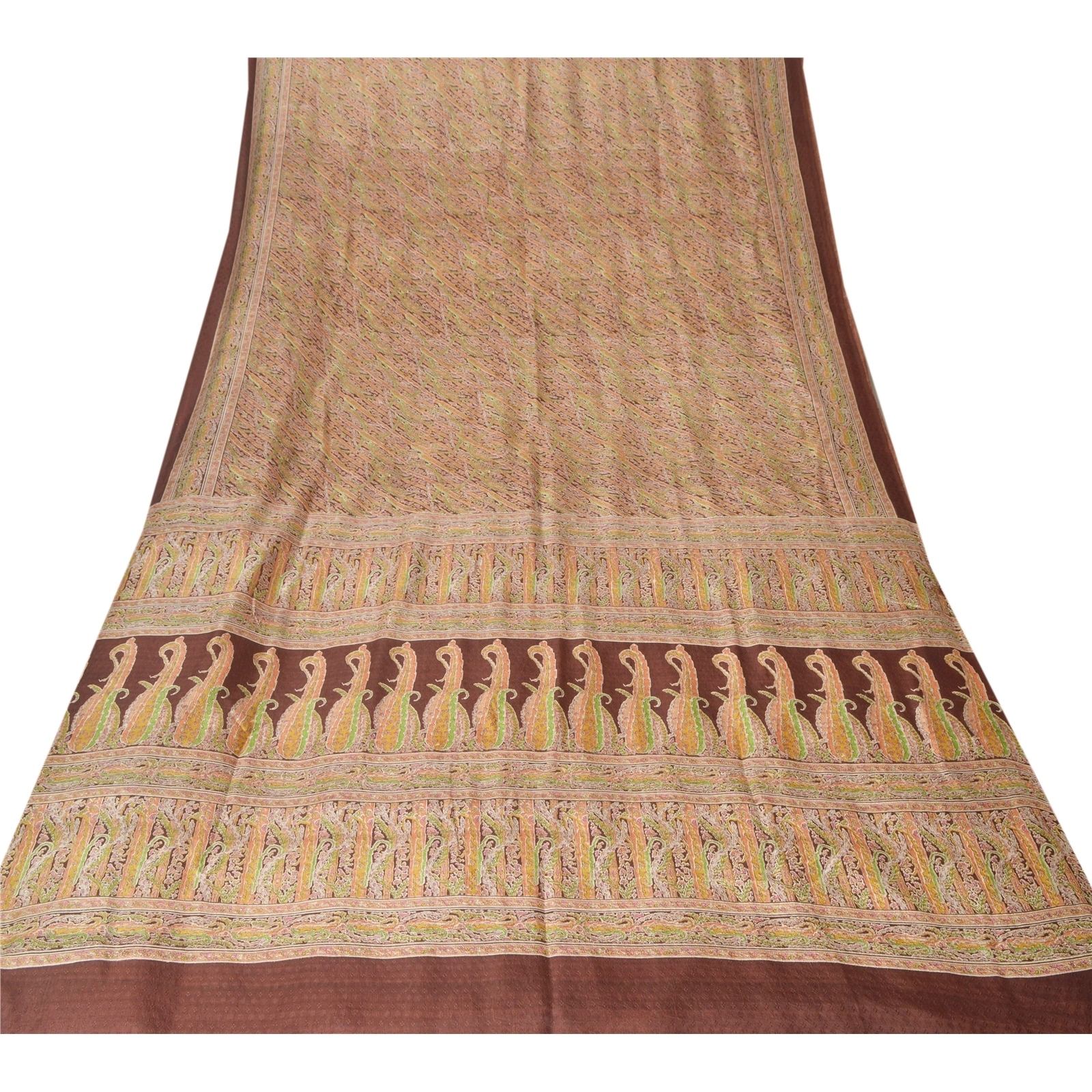 Sanskriti Vintage Brown Sarees 100% Pure Silk Fabric Craft Printed Soft Sari, PR-52594-Brown-Printed Work-100% Pure Silk-7