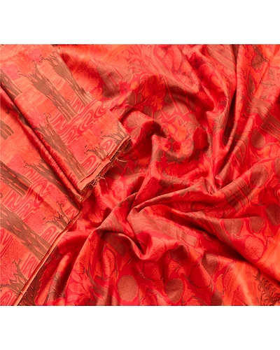 Sanskriti Vintage Dark Peach Indian Sari Pure Silk Fabric Craft Printed Sarees, PR-52596-Dark Peach-Printed Work-100% Pure Silk-1
