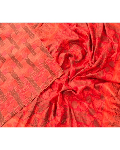 Sanskriti Vintage Dark Peach Indian Sari Pure Silk Fabric Craft Printed Sarees, PR-52596-Dark Peach-Printed Work-100% Pure Silk-2