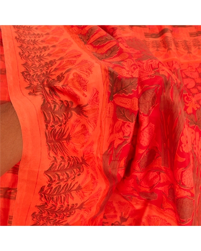 Sanskriti Vintage Dark Peach Indian Sari Pure Silk Fabric Craft Printed Sarees, PR-52596-Dark Peach-Printed Work-100% Pure Silk-5